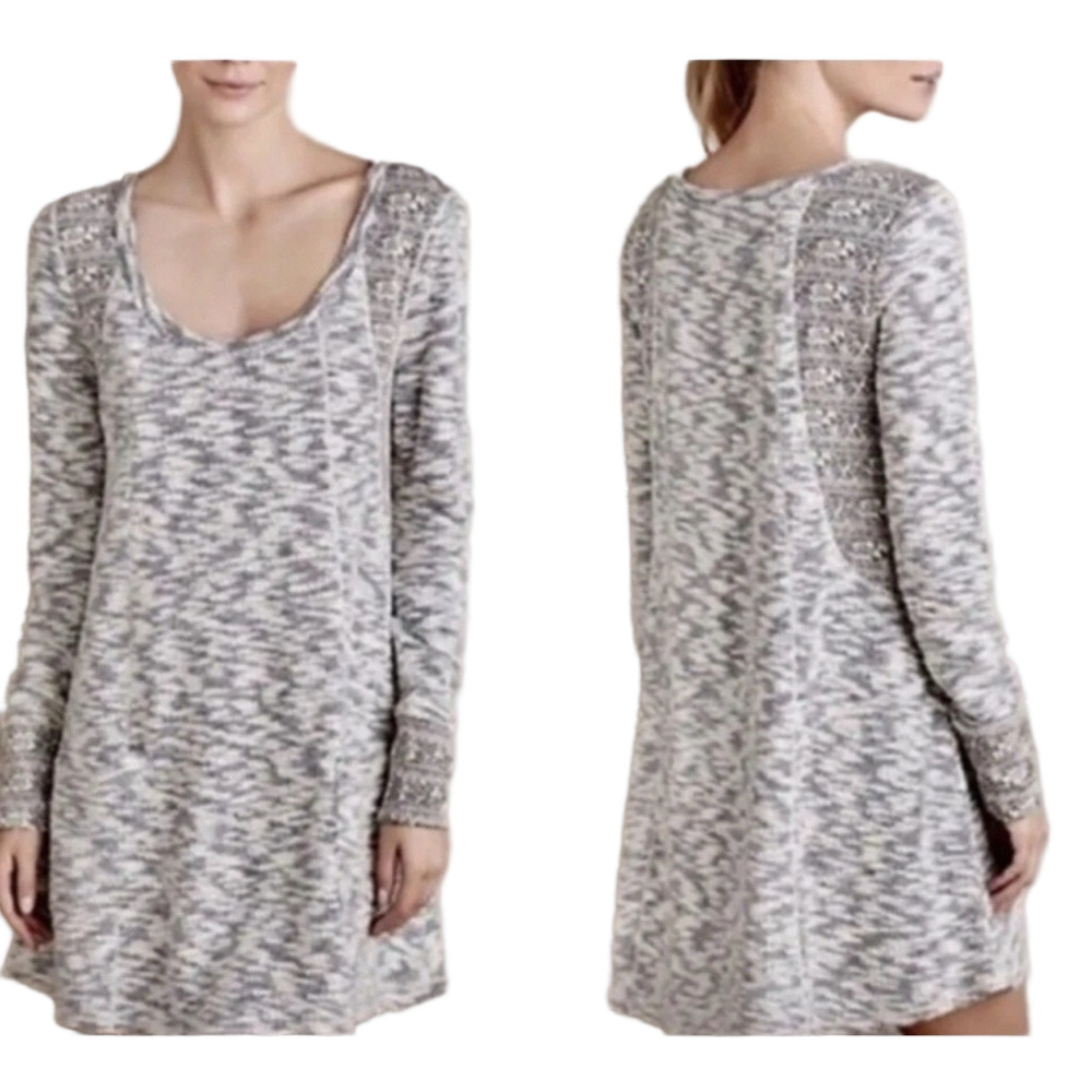 👒Anthropologie Saturday Sunday knit Gray Patterned Dress size XS GUC..